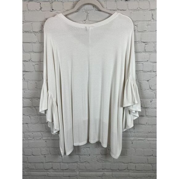 AKEMI + KIN ANTHROPOLOGIE oversized white knit short frill top blouse XS/S - Picture 6 of 7
